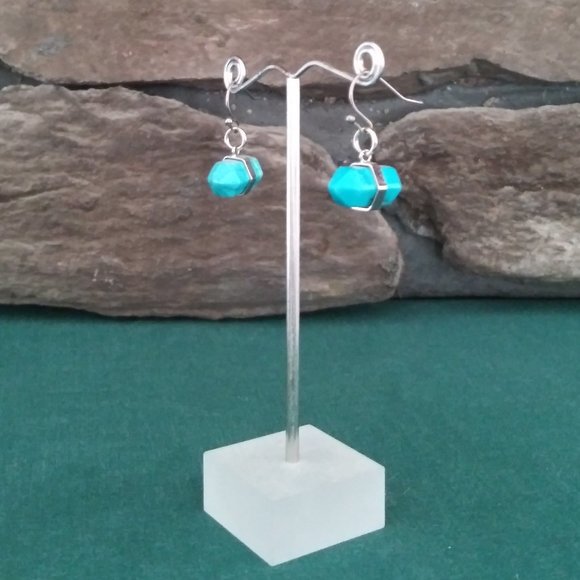 Faux Turquoise Geometric Shape Earrings - Picture 1 of 5